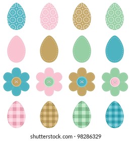 Easter eggs and flowers scrapbook on white