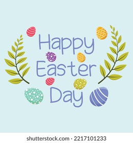 Easter Eggs Flowers Seamless Border Easter Design | Colourful Easter Banner with Bunnies, Eggs and Flowers. Vector | Eggs and Spring Flowers | Happy Easter Day Congratulatory Background	