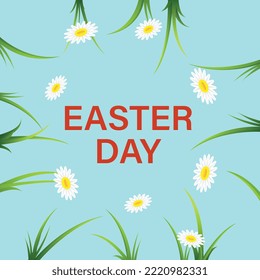 Easter Eggs Flowers Seamless Border Easter Design | Colourful Easter Banner with Bunnies, Eggs and Flowers. Vector | Eggs and Spring Flowers | Happy Easter Day Congratulatory Background	