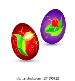 Easter eggs with flowers for the vector