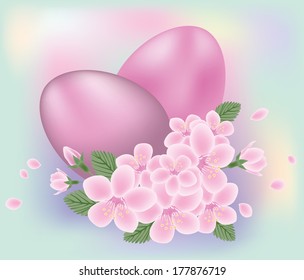 Easter eggs with flowers, vector illustration