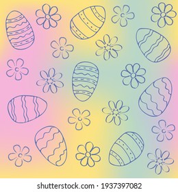 
easter eggs and flowers vector illustration. Easter pattern for cards, textiles, wrapping paper, scrapbooking