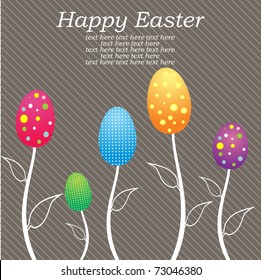 Easter eggs flowers, vector illustration