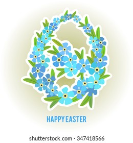 Easter eggs and forget-me flowers frame