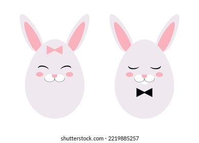 Easter eggs in the form of a rabbit on a white background. Vector illustration.
