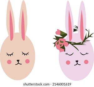 Easter eggs in the form of rabbits with flowers