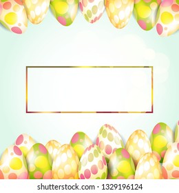 Easter eggs with frame background	