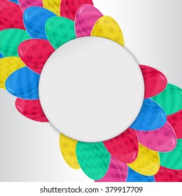Easter eggs frame. Colorful cartoon style vector eggs. Cute round frame. Easter vector illustration can be used for spring holiday printed products, web design.