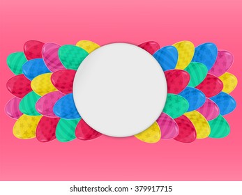 Easter eggs frame. Colorful cartoon style vector eggs. Cute round frame. Easter vector illustration can be used for spring holiday printed products, web design.