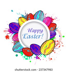Easter eggs frame watercolor. Vector 