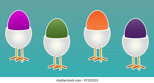 Easter eggs in funky cups - waiting to be decorated