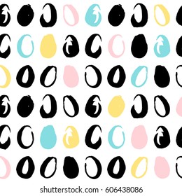 Easter Eggs Funky Seamless Pattern. Vector Illustration of Spring Holiday Tile Background.
