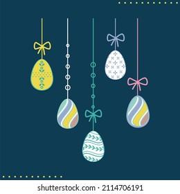 Easter eggs garland, vector design with isolated elements