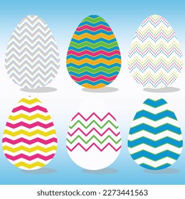 Easter eggs with geometric patterns. Vector illustration.