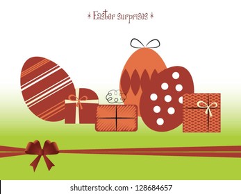 Easter eggs and gift, retro style