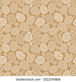Easter eggs gold style seamless pattern for gift wrap, decoration, printing on fabric, scrapbooking, promotion, banner, greeting card, sale, party poster, stamp, label, special offer. 10 eps vector
