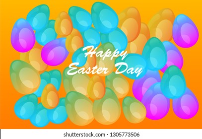 Easter eggs gradient colorful. Vector. Holiday background. Set of Isolated realistic eggs. - Vector