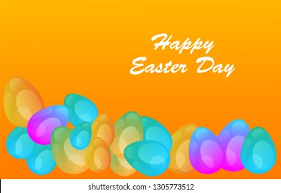 Easter eggs gradient colorful. Vector. Holiday background. Set of Isolated realistic eggs. - Vector