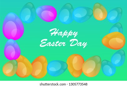 Easter eggs gradient colorful. Vector. Holiday background. Set of Isolated realistic eggs. - Vector