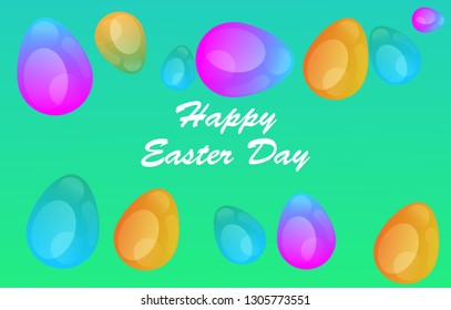 Easter eggs gradient colorful. Vector. Holiday background. Set of Isolated realistic eggs. - Vector