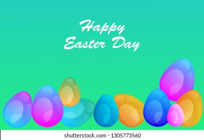 Easter eggs gradient colorful. Vector. Holiday background. Set of Isolated realistic eggs. - Vector