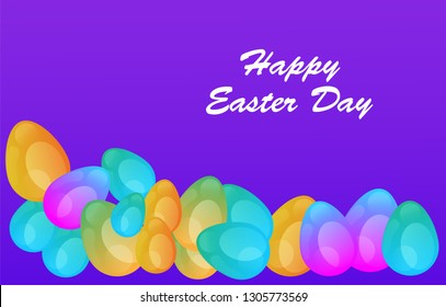 Easter eggs gradient colorful. Vector. Holiday background. Set of Isolated realistic eggs. - Vector