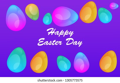 Easter eggs gradient colorful. Vector. Holiday background. Set of Isolated realistic eggs. - Vector