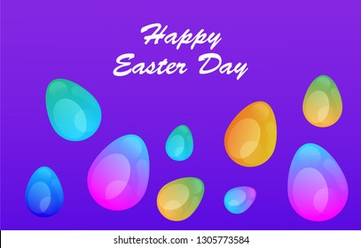 Easter eggs gradient colorful. Vector. Holiday background. Set of Isolated realistic eggs. - Vector