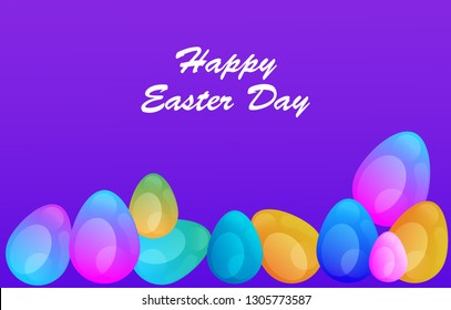 Easter eggs gradient colorful. Vector. Holiday background. Set of Isolated realistic eggs. - Vector