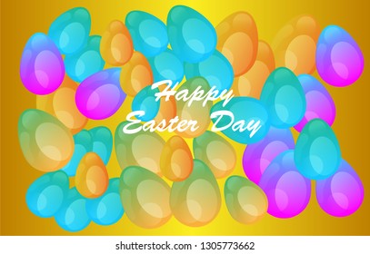 Easter eggs gradient colorful. Vector. Holiday background. Set of Isolated realistic eggs. - Vector