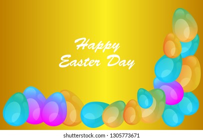 Easter eggs gradient colorful. Vector. Holiday background. Set of Isolated realistic eggs. - Vector