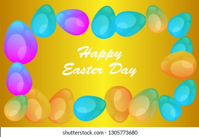 Easter eggs gradient colorful. Vector. Holiday background. Set of Isolated realistic eggs. - Vector