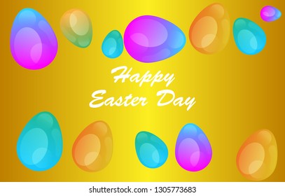 Easter eggs gradient colorful. Vector. Holiday background. Set of Isolated realistic eggs. - Vector