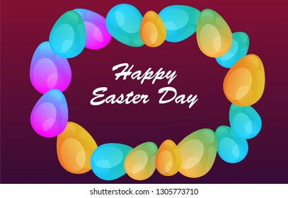 Easter eggs gradient colorful. Vector. Holiday background. Set of Isolated realistic eggs. - Vector
