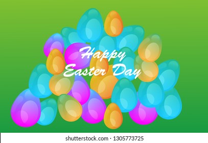 Easter eggs gradient colorful. Vector. Holiday background. Set of Isolated realistic eggs. - Vector