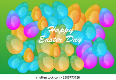 Easter eggs gradient colorful. Vector. Holiday background. Set of Isolated realistic eggs. - Vector