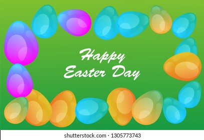 Easter eggs gradient colorful. Vector. Holiday background. Set of Isolated realistic eggs. - Vector