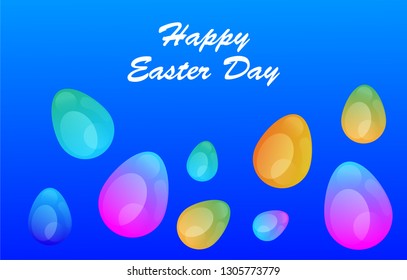 Easter eggs gradient colorful. Vector. Holiday background. Set of Isolated realistic eggs. - Vector