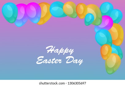 Easter eggs gradient colorful. Vector. Holiday background. Set of Isolated realistic eggs. - Vector