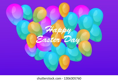 Easter eggs gradient colorful. Vector. Holiday background. Set of Isolated realistic eggs. - Vector