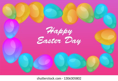Easter eggs gradient colorful. Vector. Holiday background. Set of Isolated realistic eggs. - Vector