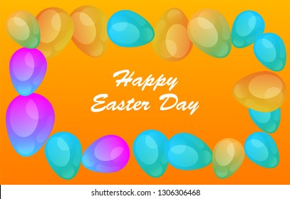 Easter eggs gradient colorful. Vector. Holiday background. Set of Isolated realistic eggs. - Vector
