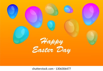 Easter eggs gradient colorful. Vector. Holiday background. Set of Isolated realistic eggs. - Vector