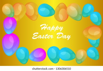 Easter eggs gradient colorful. Vector. Holiday background. Set of Isolated realistic eggs. - Vector