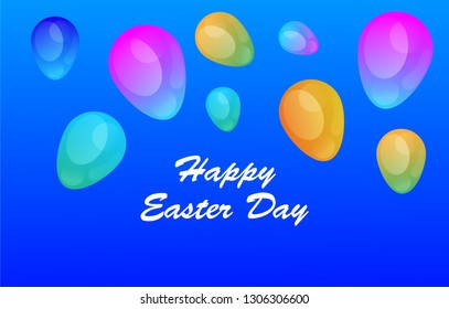Easter eggs gradient colorful. Vector. Holiday background. Set of Isolated realistic eggs. - Vector