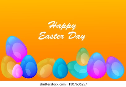 Easter eggs gradient colorful. Vector. Holiday background. Set of Isolated realistic eggs. - Vector