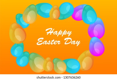 Easter eggs gradient colorful. Vector. Holiday background. Set of Isolated realistic eggs. - Vector