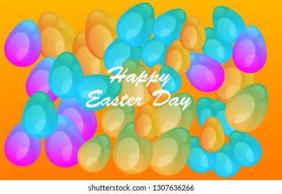 Easter eggs gradient colorful. Vector. Holiday background. Set of Isolated realistic eggs. - Vector