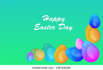 Easter eggs gradient colorful. Vector. Holiday background. Set of Isolated realistic eggs. - Vector
