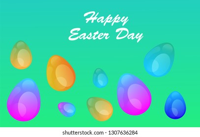 Easter eggs gradient colorful. Vector. Holiday background. Set of Isolated realistic eggs. - Vector
